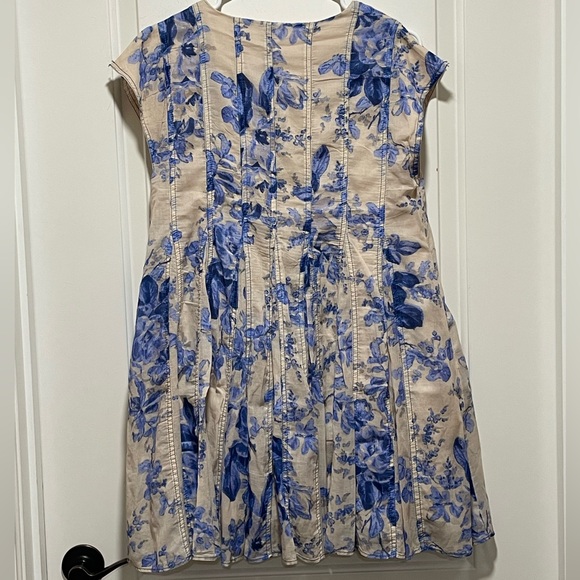 Free People Sully Mini Dress Womens XS Boho Coquette Floral Slit Sleeve Flare - Picture 10 of 15